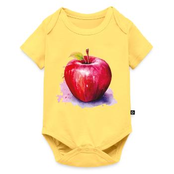 Pomme aquarelle en éclaboussure de peinture - Body à manches courtes Premium Bébé - jaune pastel - Devant