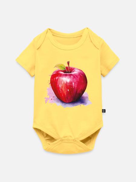 Aquarell Apfel im Farbspritzer - Baby Premium Kurzarmbody - Pastellgelb