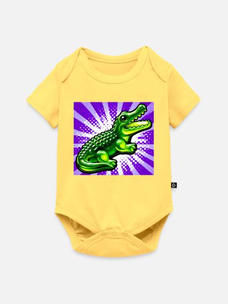 Krokodil - Baby Premium Kurzarmbody - Pastellgelb