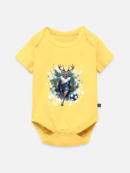 Hirsch Fussball Team - Baby Premium Kurzarmbody - Pastellgelb
