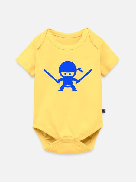 Blauer Ninja mit zwei Schwertern - Baby Premium Kurzarmbody - Pastellgelb