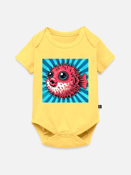 Kugelfisch - Baby Premium Kurzarmbody - Pastellgelb
