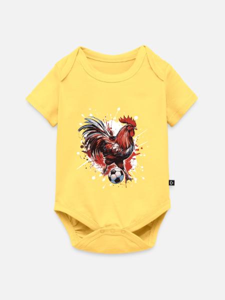 Hahn Fussball Team - Baby Premium Kurzarmbody - Pastellgelb