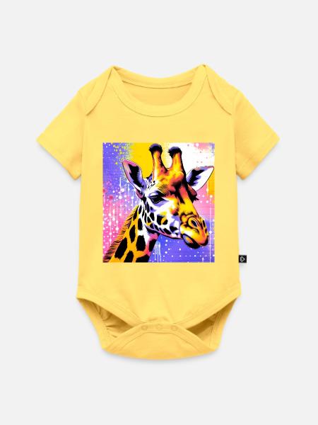 Giraffe - Baby Premium Kurzarmbody - Pastellgelb