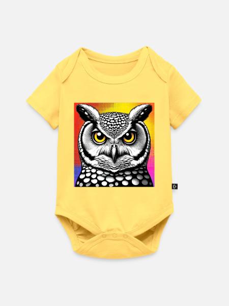 Eule - Baby Premium Kurzarmbody - Pastellgelb