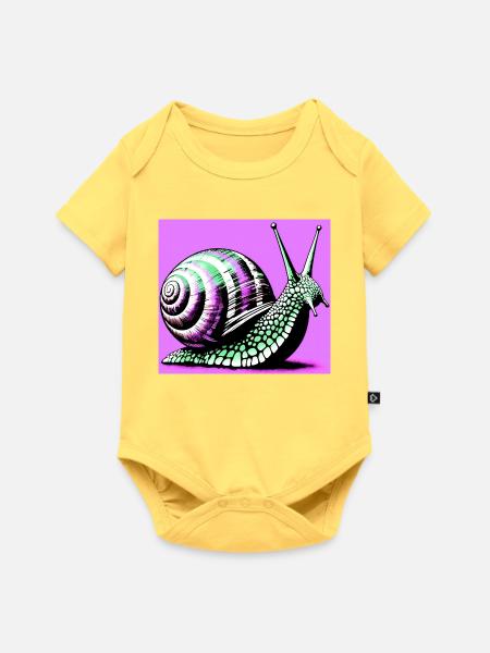 Schnecke - Baby Premium Kurzarmbody - Pastellgelb
