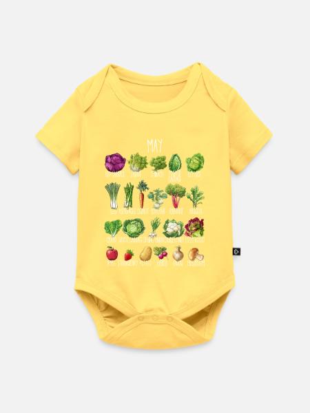 May Veggie Kalender drucken - Baby Premium Kurzarmbody - Pastellgelb
