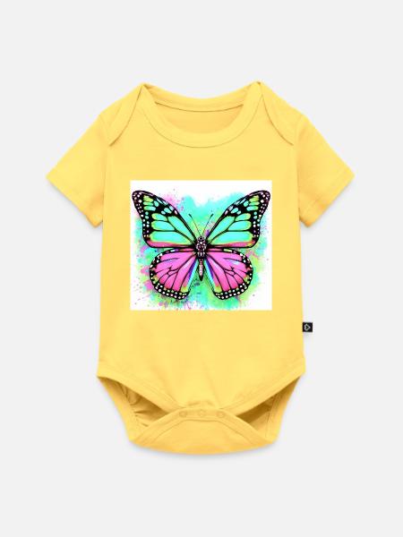 Schmetterling - Baby Premium Kurzarmbody - Pastellgelb