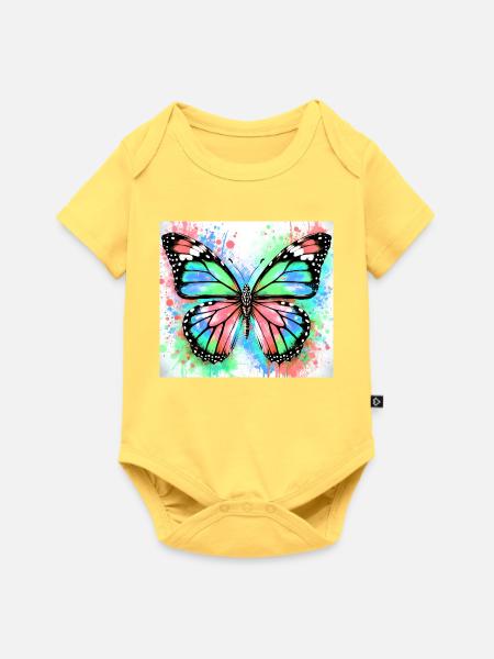 Schmetterling - Baby Premium Kurzarmbody - Pastellgelb
