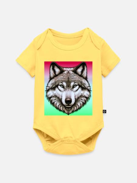Wolf - Baby Premium Kurzarmbody - Pastellgelb