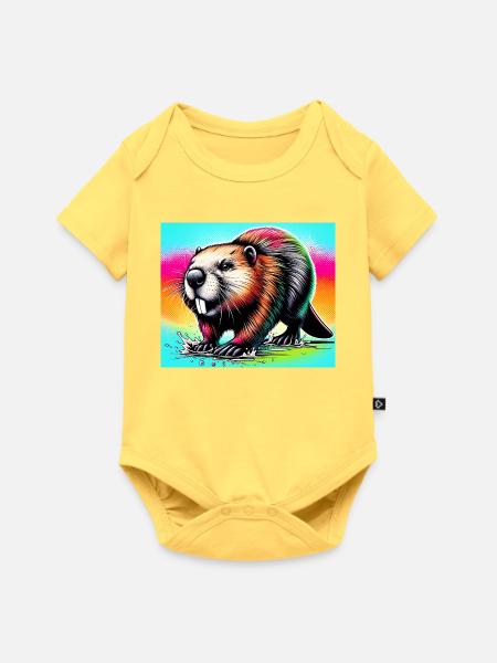 Bieber - Baby Premium Kurzarmbody - Pastellgelb