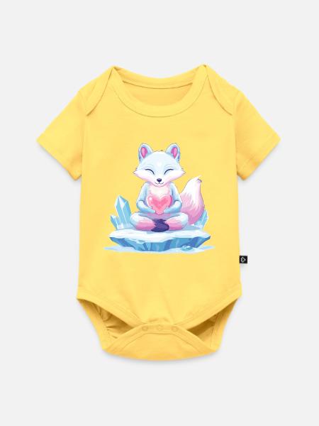 Pastell-Eisfuchs mit Herz - Baby Premium Kurzarmbody - Pastellgelb