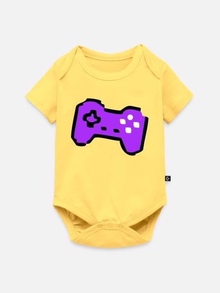 Schräger Retro Controller Gamer - Baby Premium Kurzarmbody - Pastellgelb