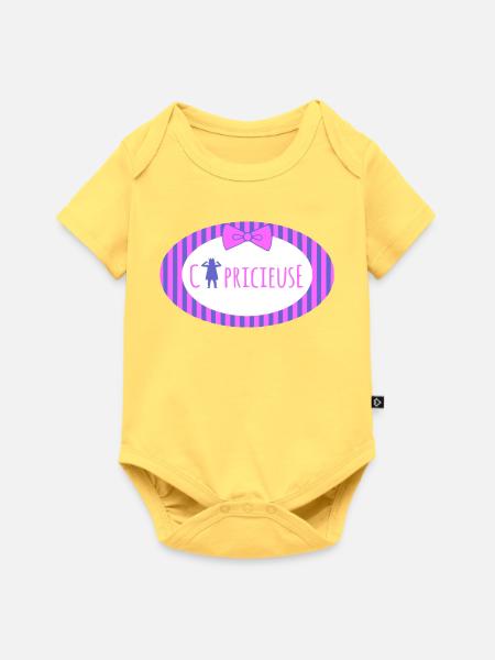 Temperamentvolles Design Lila - Baby Premium Kurzarmbody - Pastellgelb