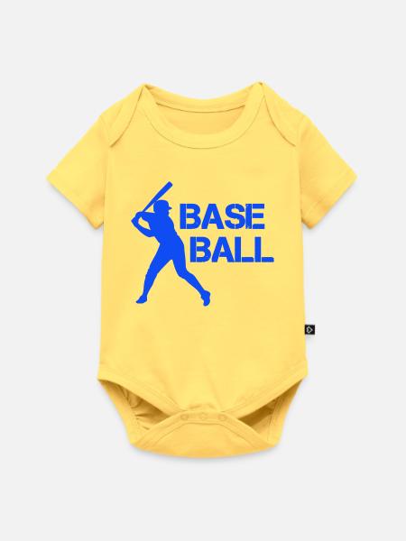 Baseball Silhouette in Blitzblau - Baby Premium Kurzarmbody - Pastellgelb