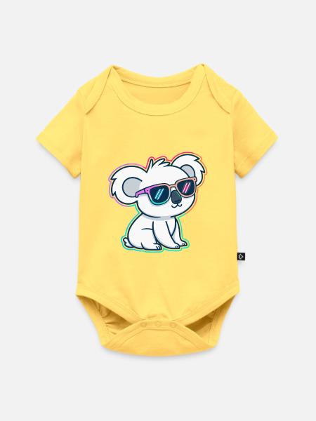 Koala-Neonbrillen - Baby Premium Kurzarmbody - Pastellgelb