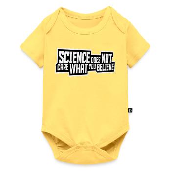 La science se moque de ce que vous croyez Logo des faits - Body à manches courtes Premium Bébé - jaune pastel - Devant