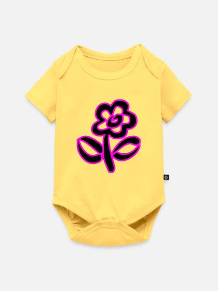 Blumen - Baby Premium Kurzarmbody - Pastellgelb
