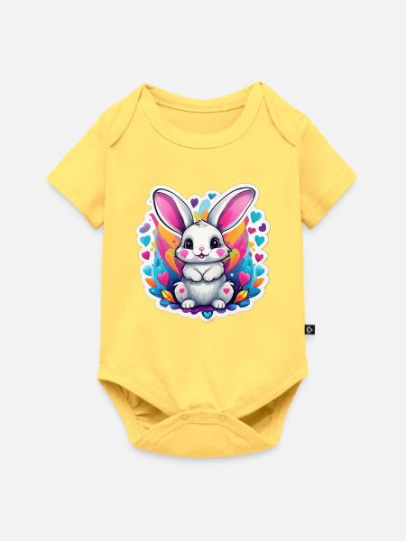 Bezaubernder Regenbogenhase - Baby Premium Kurzarmbody - Pastellgelb