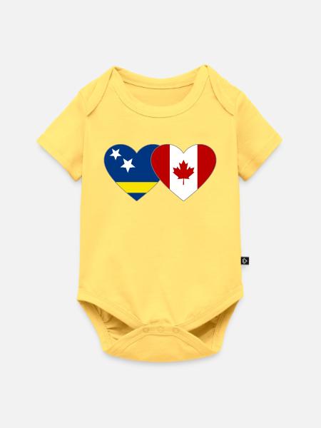 Curacao Kanada Flagge Herz - Baby Premium Kurzarmbody - Pastellgelb