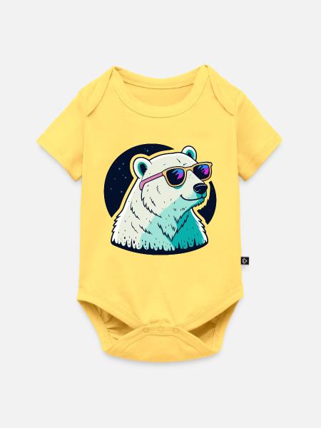 Neon-Eisbären-Sonnenbrille - Baby Premium Kurzarmbody - Pastellgelb