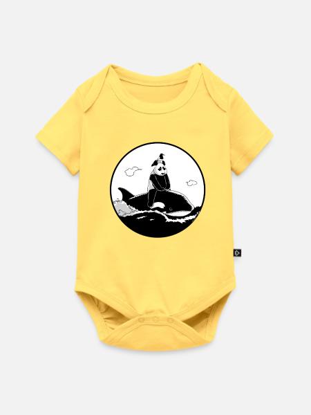 Schwarz-Weiß-Odyssee - Baby Premium Kurzarmbody - Pastellgelb