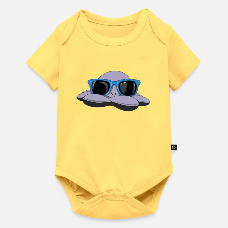Pieuvre d’été - Body à manches courtes Premium Bébé - jaune pastel
