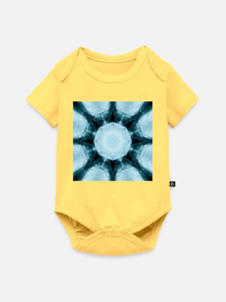 Eisiger Mandala Kaleidoskop - Baby Premium Kurzarmbody - Pastellgelb