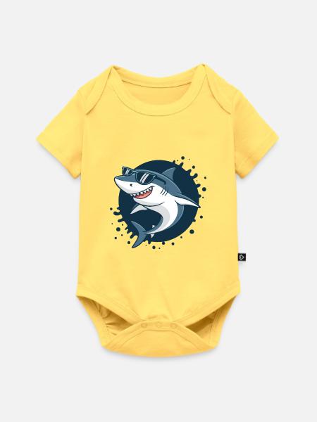 Shark Stylish Sonnenbrille - Baby Premium Kurzarmbody - Pastellgelb