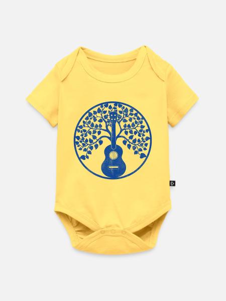 Ukulele tree mandala blue - Baby Premium Kurzarmbody - Pastellgelb