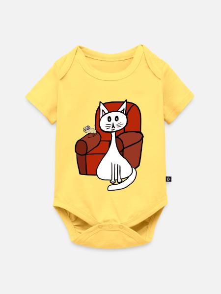 Haustiere Katze Maus Katzen Mäuse  - Baby Premium Kurzarmbody - Pastellgelb