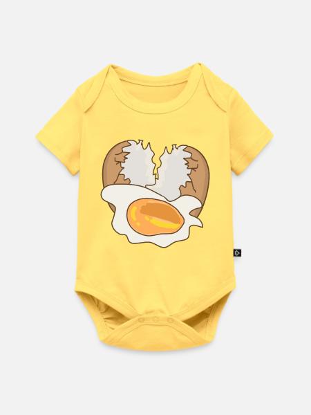 Spiegel mit Eierschale - Baby Premium Kurzarmbody - Pastellgelb