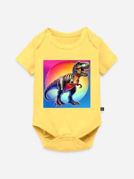 Dinosaurier - Baby Premium Kurzarmbody - Pastellgelb