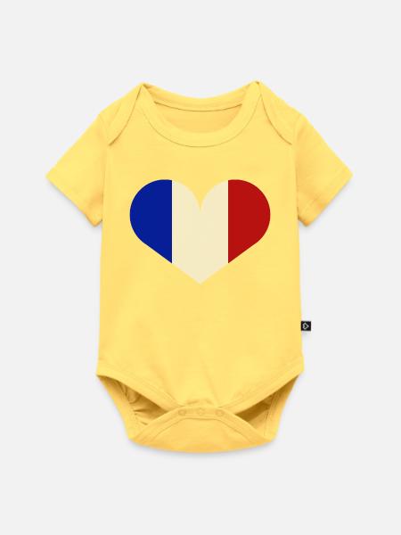 Französische Flagge - Baby Premium Kurzarmbody - Pastellgelb