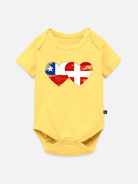 Chile Dänemark Flagge Herz used - Baby Premium Kurzarmbody - Pastellgelb