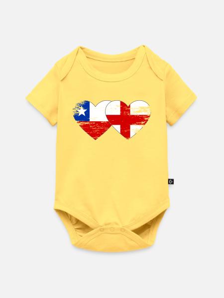 Chile England flagge Herz - Baby Premium Kurzarmbody - Pastellgelb