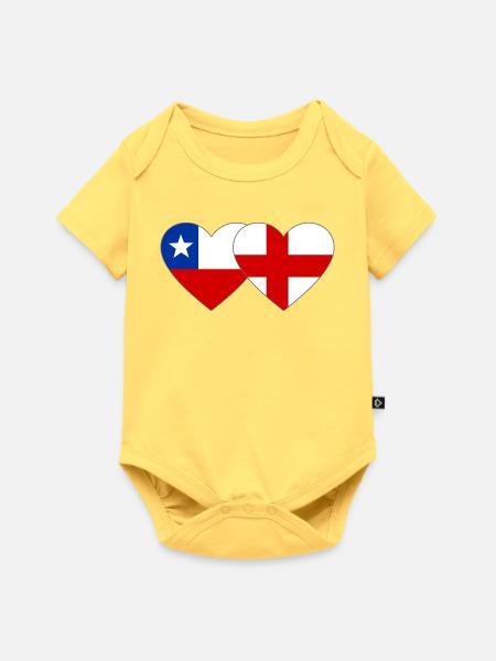 Chile England Flagge Herz  - Baby Premium Kurzarmbody - Pastellgelb