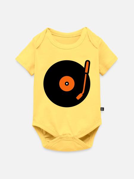 Retro Audio Schallplatte Tonarm - Baby Premium Kurzarmbody - Pastellgelb