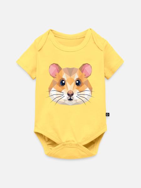 Niedliche geometrische Hamster-Low-Poly-Kunst - Baby Premium Kurzarmbody - Pastellgelb