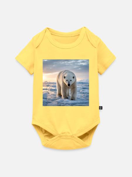 Arktischer Eisbär auf Eis - Baby Premium Kurzarmbody - Pastellgelb