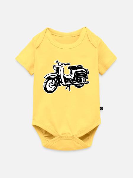 Schwalbe - zweifarbig - Baby Premium Kurzarmbody - Pastellgelb