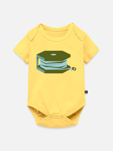 Angelschnur Spule Angler Gear - Baby Premium Kurzarmbody - Pastellgelb