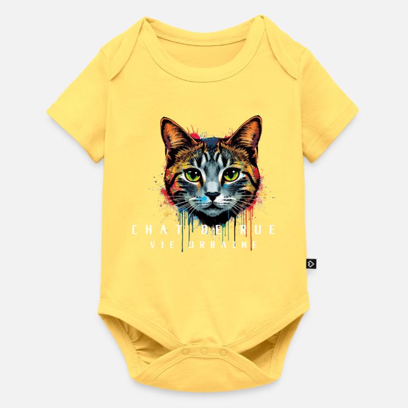 Chat Urbain Coloré - Body à manches courtes Premium Bébé - jaune pastel