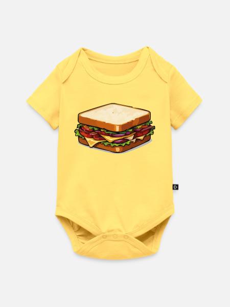 Käse-Sandwich Pop-Art - Baby Premium Kurzarmbody - Pastellgelb