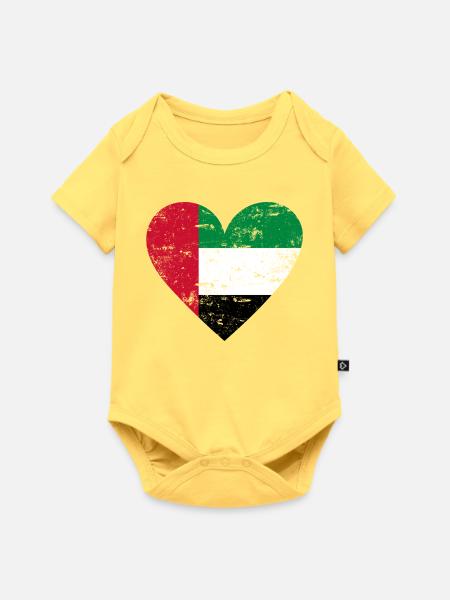 UAE Heart - Baby Premium Kurzarmbody - Pastellgelb