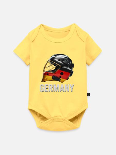 Deutschland Flaggenhelm Grafik - Baby Premium Kurzarmbody - Pastellgelb
