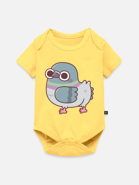 Niedlicher Dicker Taubenpo - Baby Premium Kurzarmbody - Pastellgelb