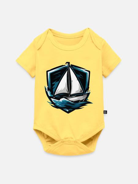 Segelboot Sturm Grafik - Baby Premium Kurzarmbody - Pastellgelb