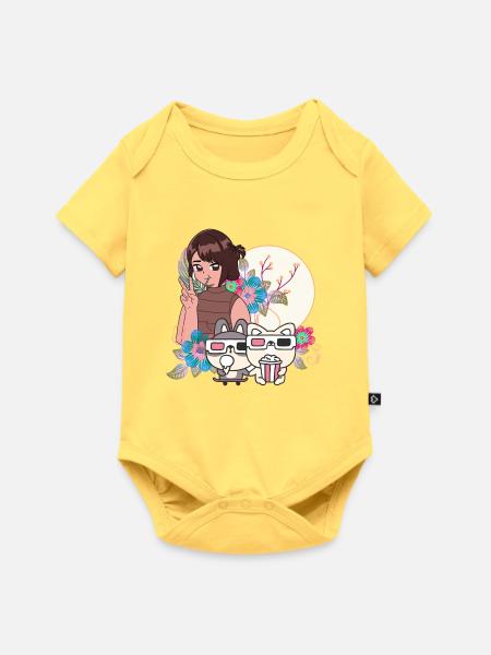 Filmabend & Inklusive Freunde Kunst - Baby Premium Kurzarmbody - Pastellgelb