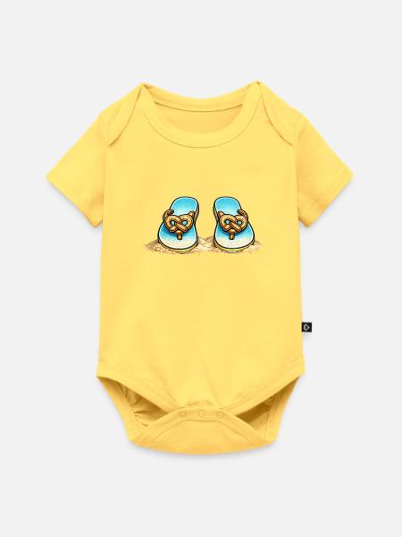 Blue Pretzel Bow Beach Flip-Flops - Baby Premium Kurzarmbody - Pastellgelb